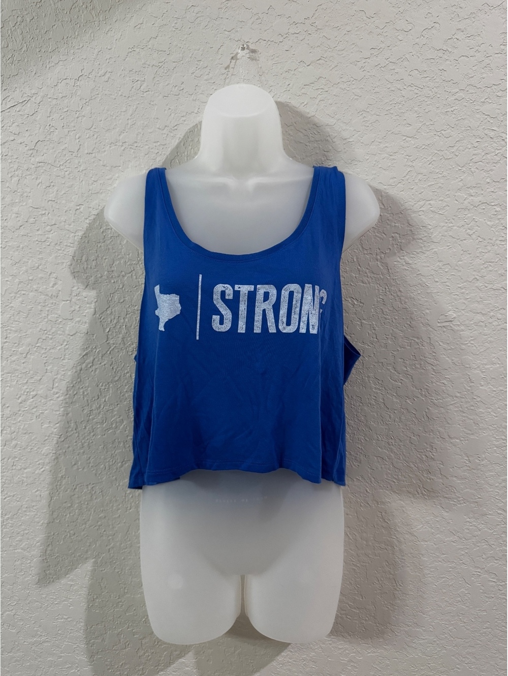 Compete Every Day Texas Strong Crop Tank Women M Blue Fitness Gym Workout Top